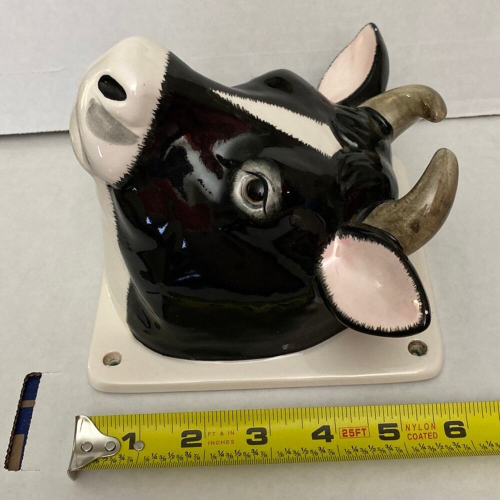 Vintage Cow Bull Head Ceramic Wall Mount Farm Decor Made in Japan Farmyard - Picture 5 of 11